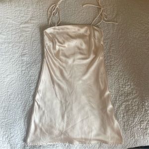 Princess Polly Silky Champagne Slip Dress with Tie Straps Women’s Size: 2